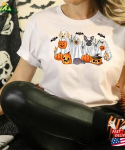 Halloween Dog Lover Shirt Ghost Spooky Retro Unisex Hoodie 3