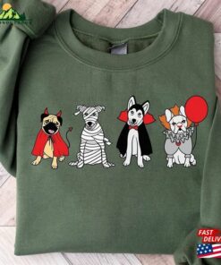 Halloween Dog Sweatshirt Ghost Retro Spooky Shirt Crewneck Sweater Unisex Classic