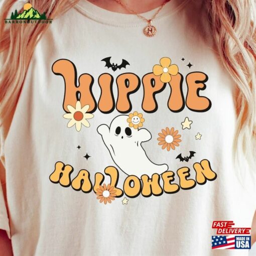 Halloween Ghost Shirt Hippie Retro Groovy T-Shirt Sweatshirt