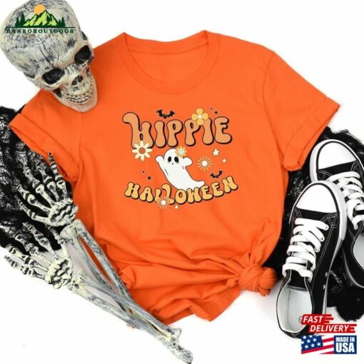 Halloween Ghost Shirt Hippie Retro Groovy T-Shirt Sweatshirt