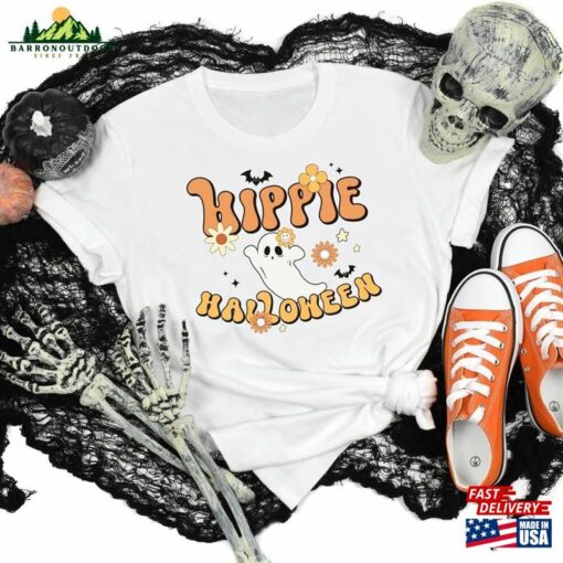 Halloween Ghost Shirt Hippie Retro Groovy T-Shirt Sweatshirt