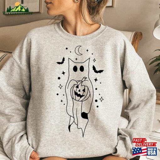 Halloween Ghost Sweatshirt Adult Costume Cute Spooky Shirt Classic Unisex