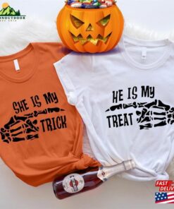 Halloween Matching Couple He Is My Treat She Trick Shirts T-Shirt Classic