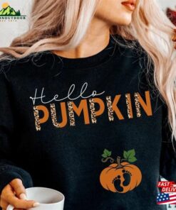 Halloween Maternity Sweatshirt Hello Pumpkin Sweater Fall Pregnancy Announcement Shirt 2023 Unisex