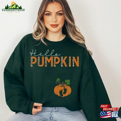 Halloween Maternity Sweatshirt Hello Pumpkin Sweater Fall Pregnancy Announcement Shirt 2023 Unisex