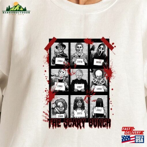 Halloween Mug Shot Sweatshirt Horror Movie Characters Sweat Lover Sweater Classic Unisex