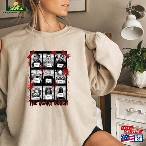 Halloween Mug Shot Sweatshirt Horror Movie Characters Sweat Lover Sweater Classic Unisex