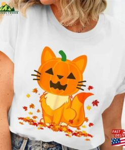 Halloween Shirt Cat Face Jack O Lantern Happy T-Shirt Classic