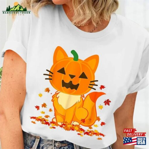 Halloween Shirt Cat Face Jack O Lantern Happy T-Shirt Classic