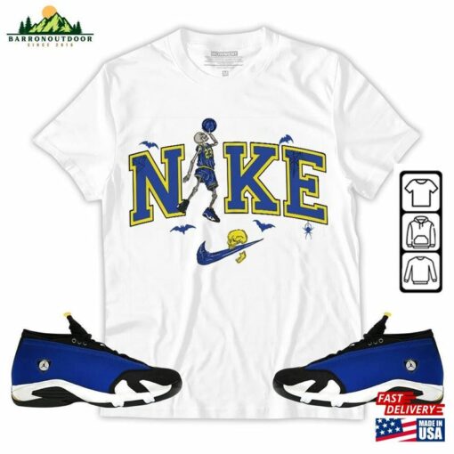 Halloween Swoosh Unisex Shirt To Match Sneaker 2023 Blue Laney 14S Tee Jordan 14 T-Shirt Hoodie Sweatshirt Classic