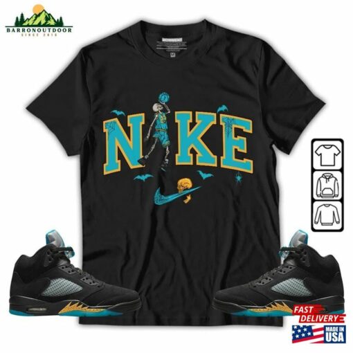 Halloween Swoosh Unisex Shirt To Match Sneaker 2023 Retro Aqua 5S Tee Jordan 5 T-Shirt Hoodie Classic