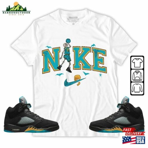 Halloween Swoosh Unisex Shirt To Match Sneaker 2023 Retro Aqua 5S Tee Jordan 5 T-Shirt Hoodie Classic