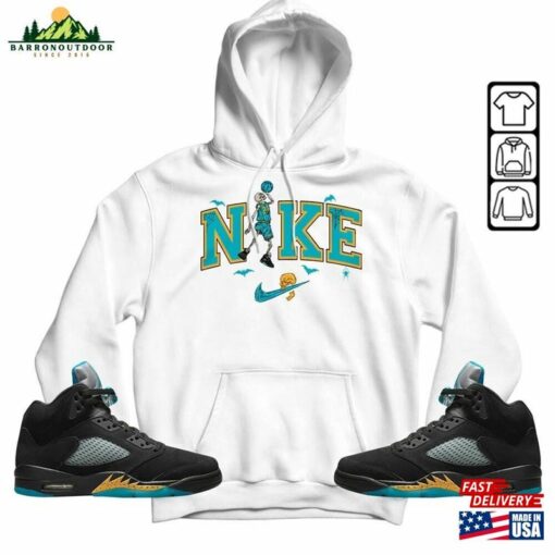 Halloween Swoosh Unisex Shirt To Match Sneaker 2023 Retro Aqua 5S Tee Jordan 5 T-Shirt Hoodie Classic