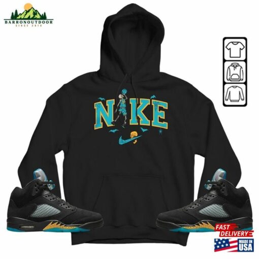 Halloween Swoosh Unisex Shirt To Match Sneaker 2023 Retro Aqua 5S Tee Jordan 5 T-Shirt Hoodie Classic