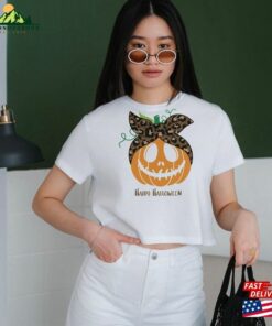 Halloween T-Shirt Orange And Brown Leopard Pumpkin Fall Shirts Outfits Hoodie Classic