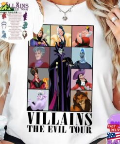 Halloween Two Sided Vintage Villains Evil Tour Png Retro Characters Concert Music Classic Hoodie