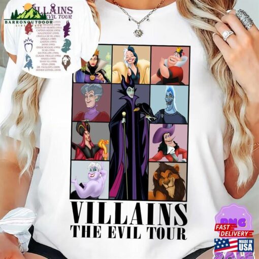 Halloween Two Sided Vintage Villains Evil Tour Png Retro Characters Concert Music Classic Hoodie