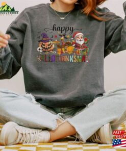 Happy Hallothanksmas Comfort Colors Sweatshirt Funny Halloween Sweater Thanksgiving Classic