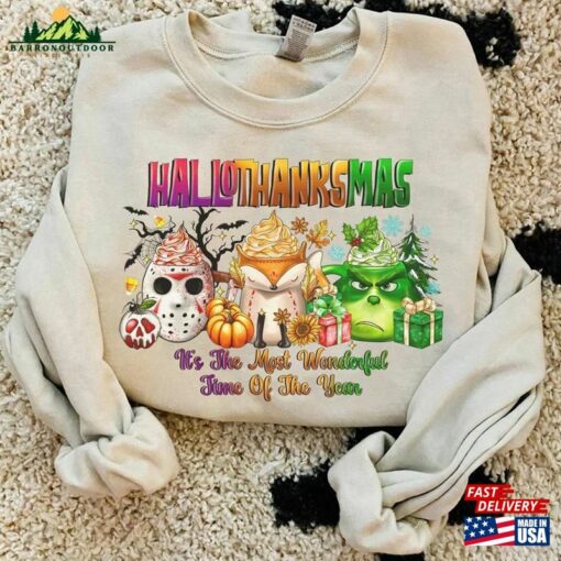 Happy Hallothanksmas Grinch Sweatshirts Halloween Thanksgiving Christmas Shirt Funny T-Shirt Classic