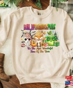 Happy Hallothanksmas Grinch Sweatshirts Halloween Thanksgiving Christmas Shirt Funny T-Shirt Classic