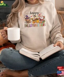 Happy Hallothanksmas Shirt Funny Halloween Comfort Colors T-Shirt Thanksgiving Sweatshirt Hoodie
