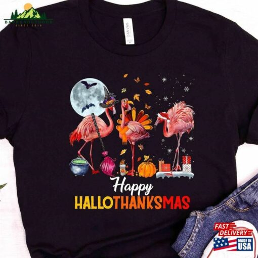 Happy Hallothanksmas Shirt Halloween Thanksgiving T-Shirt Unisex