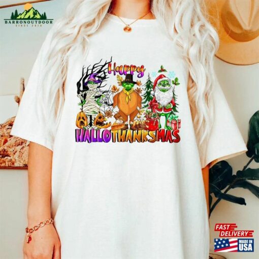 Happy Hallothanksmas Shirts The Grinch T-Shirt Thanksgiving Shirt Unisex Sweatshirt