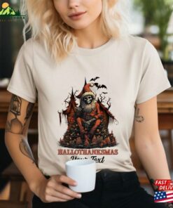 Happy Hallothanksmas Skeleton Shirt Personalized Halloween Sweatshirt Dead Inside Christmas Classic Unisex Happy Hallothanksmas Skeleton Shirt Personalized Halloween Sweatshirt Dead Inside Christmas Classic Unisex