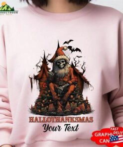 Happy Hallothanksmas Skeleton Shirt Personalized Halloween Sweatshirt Dead Inside Christmas Classic Unisex
