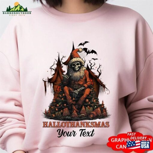 Happy Hallothanksmas Skeleton Shirt Personalized Halloween Sweatshirt Dead Inside Christmas Classic Unisex