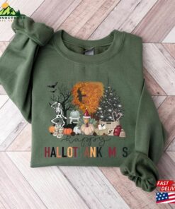 Happy Hallothanksmas Sweatshirt Halloween Gift For Women Christmas Unisex T-Shirt