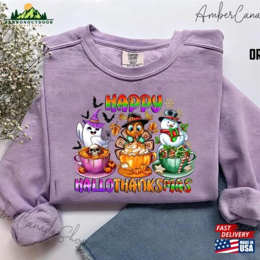 Happy Hallothanksmas Sweatshirt Halloween Thanksgiving Christmas Shirt Hoodie