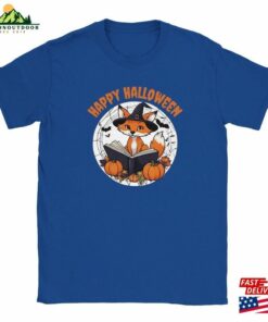 Happy Halloween Funny Fox Reading A Book With His Pumpkins Classic Unisex Crewneck T Shirt Hoodie 4