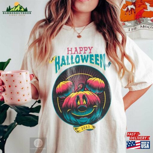 Happy Halloween Original Disney Comfort Color Shirt Spooky Season Mickey Head 2023 Unisex T-Shirt