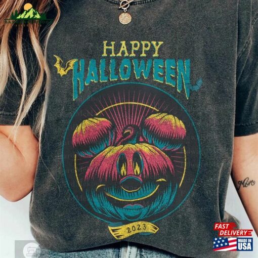 Happy Halloween Original Disney Comfort Color Shirt Spooky Season Mickey Head 2023 Unisex T-Shirt