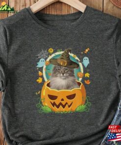 Happy Halloween Pumpkin Norwegian Forest Cat Witch T-Shirt Retro Ghost Hoodie Ghosts Sweatshirt Classic
