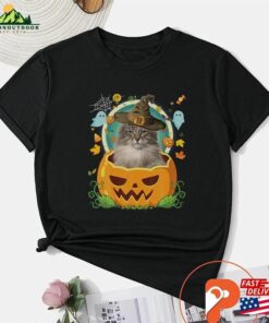 Happy Halloween Pumpkin Norwegian Forest Cat Witch T Shirt Retro Ghost Hoodie Ghosts Sweatshirt Classic 3