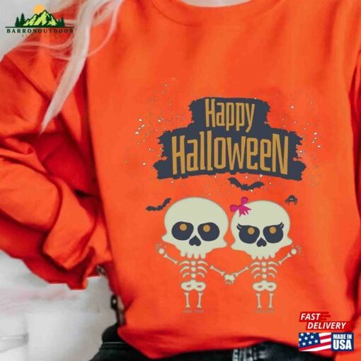 Happy Halloween Shirt Funny Skeletons Gift Skull Unisex Sweatshirt