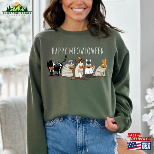 Happy Meowloween Shirt Halloween Cat T-Shirt Cute Unisex Hoodie