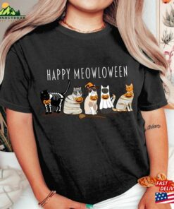 Happy Meowloween Shirt Halloween Cat T-Shirt Cute Unisex Hoodie