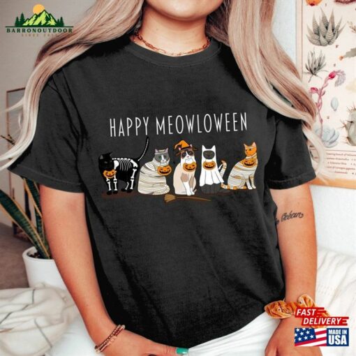 Happy Meowloween Shirt Halloween Cat T-Shirt Cute Unisex Hoodie