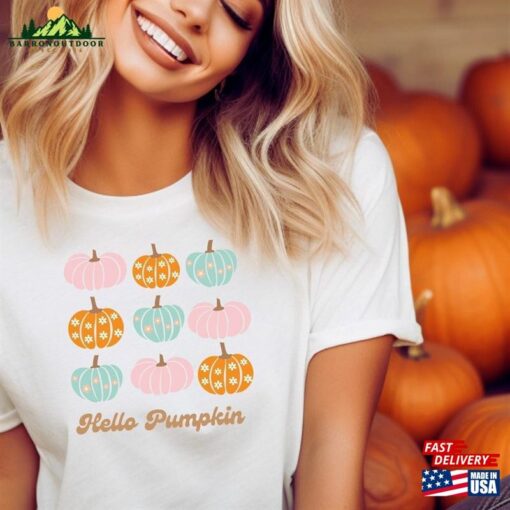 Hello Pumpkin Short Sleeve Tee Fall Tshirt For Women Hoodie Classic