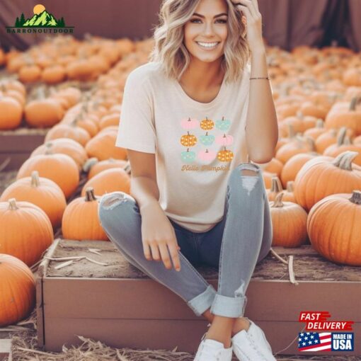 Hello Pumpkin Short Sleeve Tee Fall Tshirt For Women Hoodie Classic