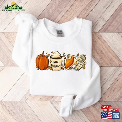 Hello Pumpkin Sweatshirt Coffee Fall T-Shirt