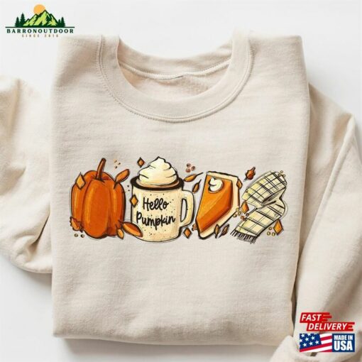 Hello Pumpkin Sweatshirt Coffee Fall T-Shirt