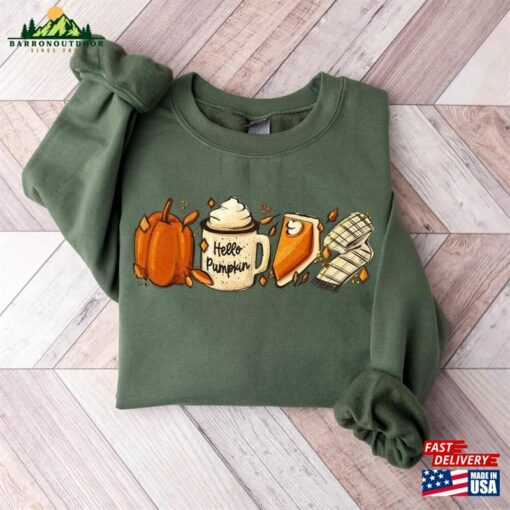 Hello Pumpkin Sweatshirt Coffee Fall T-Shirt