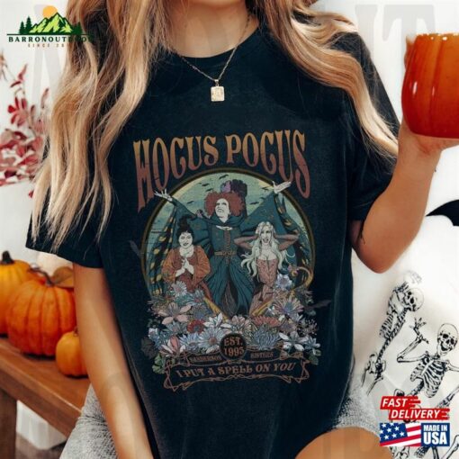 Hocus Pocus Comfort Colors Shirt I Put A Spell On You Halloween Witches Hoodie T-Shirt