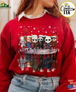 Horror Characters Christmas Lights Shirt Merry Creepmas Scary Movie Family Party 2023 Classic Unisex Horror Characters Christmas Lights Shirt Merry Creepmas Scary Movie Family Party 2023 Classic Unisex