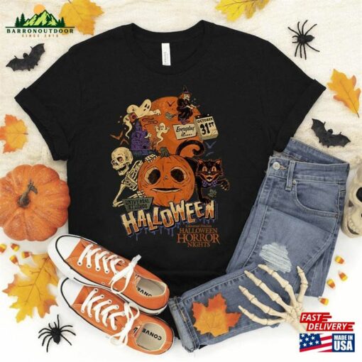 Horror Halloween Universal Studios 2023 Skeleton Pumpkin T-Shirt Hoodie