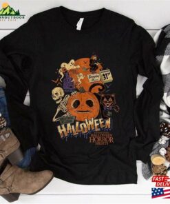 Horror Halloween Universal Studios 2023 Skeleton Pumpkin T-Shirt Hoodie